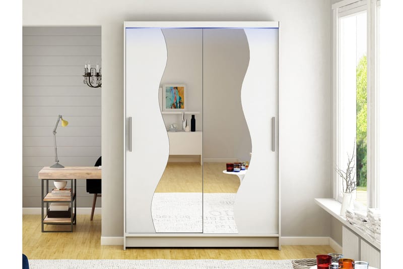 Biscayne Garderob m. Spegel 120x200 cm - Vit - Förvaring - Sko- & klädförvaring - Garderober & garderobssystem