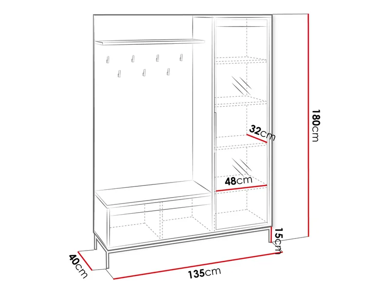Bjurholm Hallmöbelset 180 cm - Förvaring - Sko- & klädförvaring - Garderober & garderobssystem