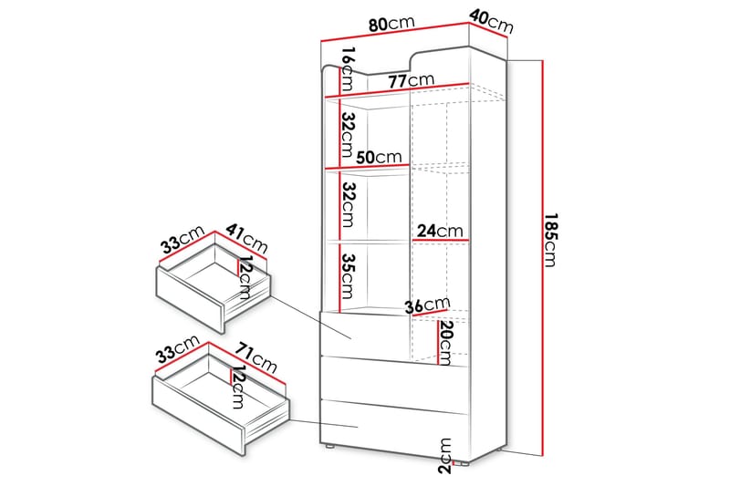 Buhan Garderob 80x185 cm - Beige/Brun - Förvaring - Sko- & klädförvaring - Garderober & garderobssystem