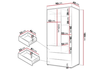 Buhan Garderob 90x185 cm - Beige/Brun - Förvaring - Sko- & klädförvaring - Garderober & garderobssystem