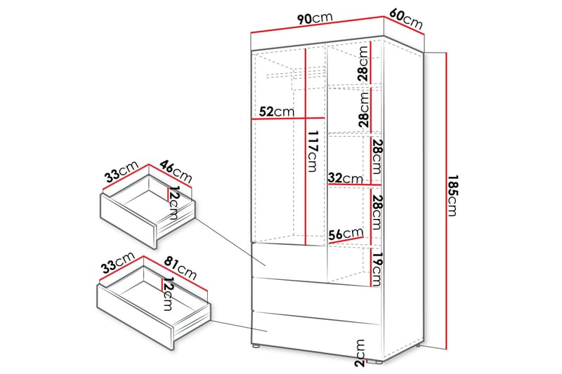 Buhan Garderob 90x185 cm - Beige/Brun - Förvaring - Sko- & klädförvaring - Garderober & garderobssystem