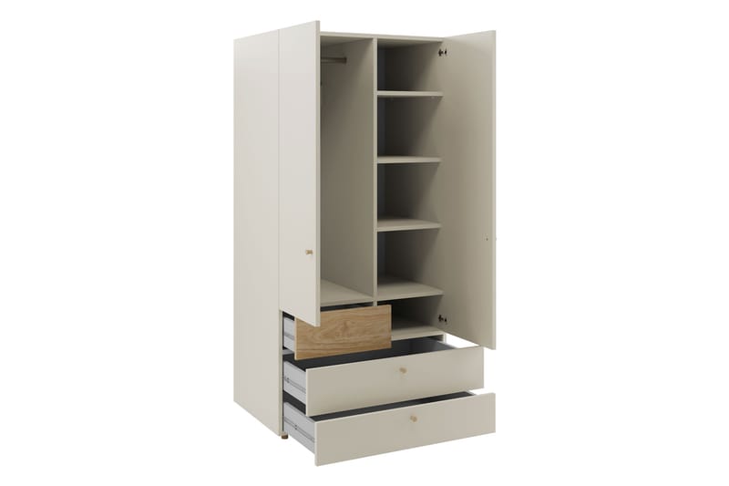 Buhan Garderob 90x185 cm - Beige/Brun - Förvaring - Sko- & klädförvaring - Garderober & garderobssystem