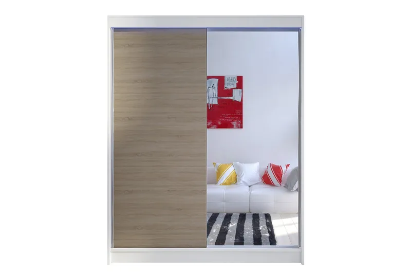 Camino Garderob 150x58x200 cm LED-belysning - Beige/Vit - Förvaring - Sko- & klädförvaring - Garderober & garderobssystem