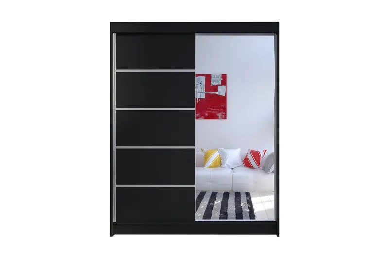 Camino Garderob 58x150 cm LED-belysning, Svart