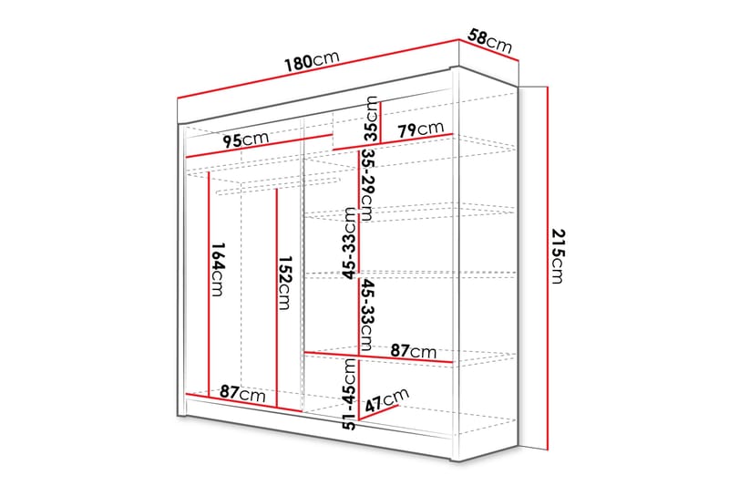 Canderbury Garderob 180x215 cm - Svart - Förvaring - Sko- & klädförvaring - Garderober & garderobssystem
