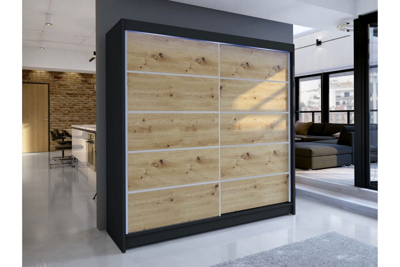 Canderbury Garderob 180x215 cm - Svart/Brun - Förvaring - Sko- & klädförvaring - Garderober & garderobssystem