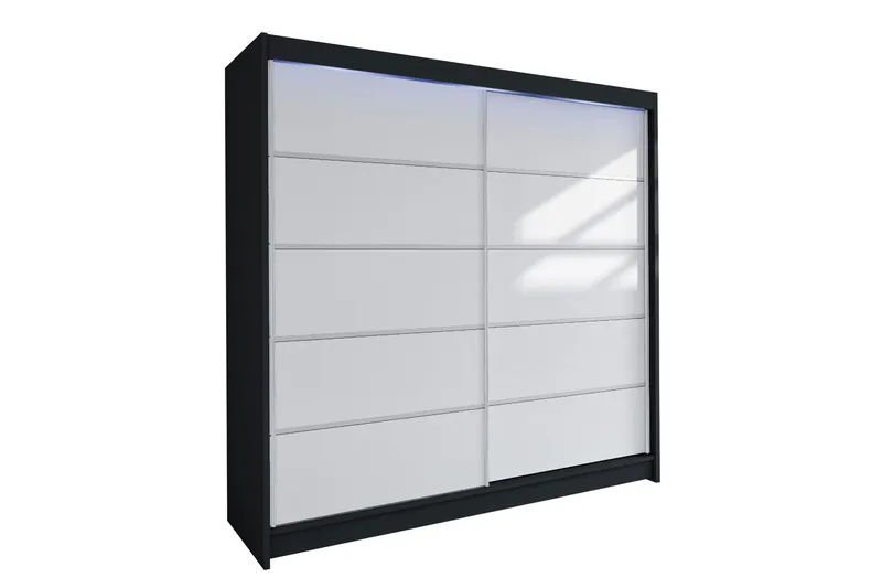 Canderbury Garderob 180x215 cm, Svart/Vit