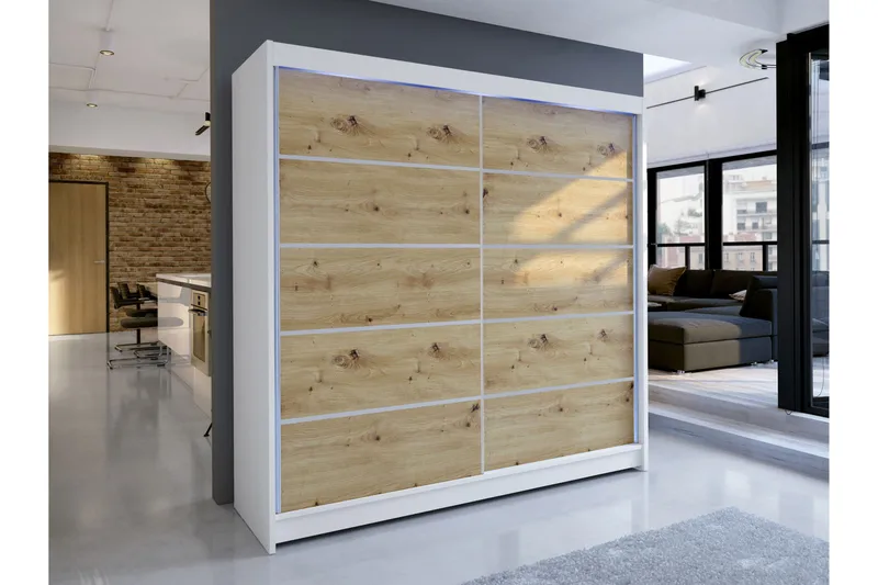 Canderbury Garderob 180x215 cm - Vit/Brun - Förvaring - Sko- & klädförvaring - Garderober & garderobssystem