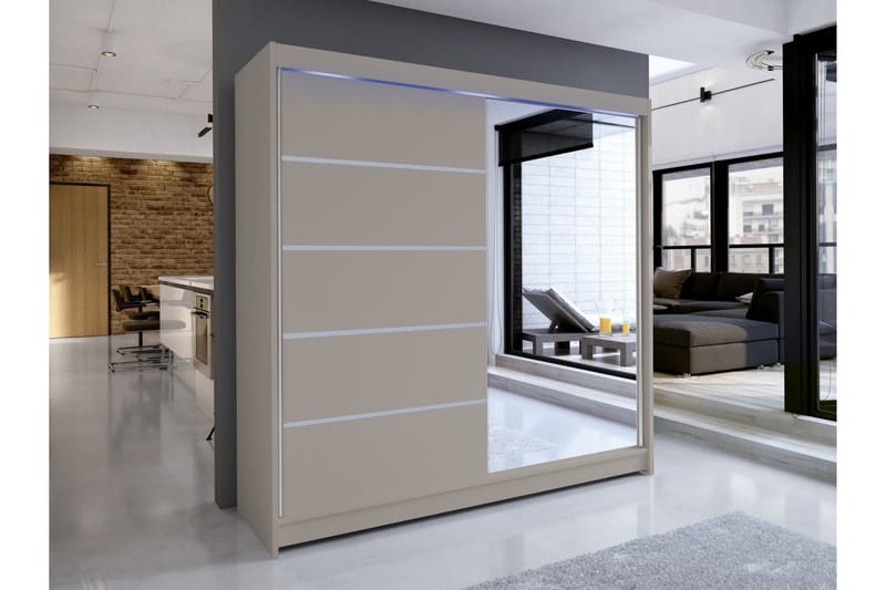 Canderbury Garderob m. Spegel 180x215 cm - Beige - Förvaring - Sko- & klädförvaring - Garderober & garderobssystem