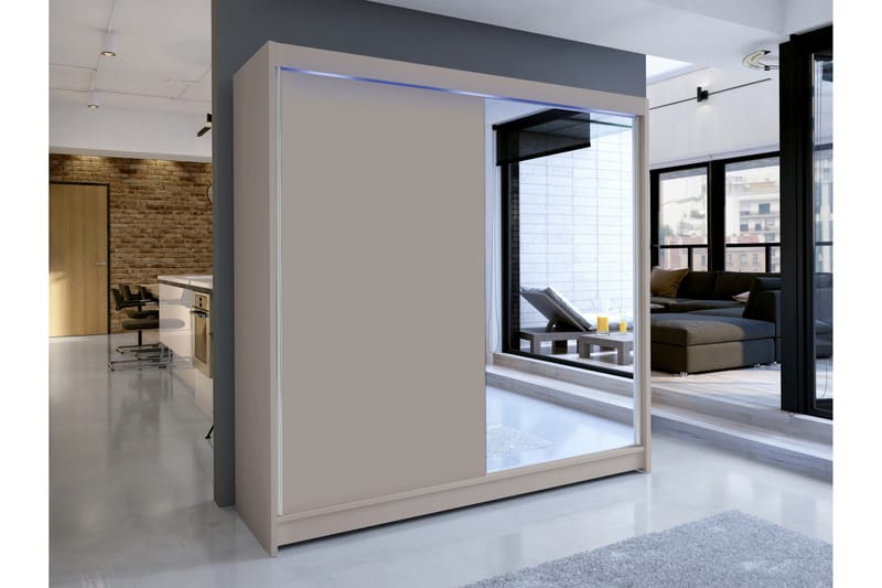 Canderbury Garderob m. Spegel 180x215 cm - Beige - Förvaring - Sko- & klädförvaring - Garderober & garderobssystem