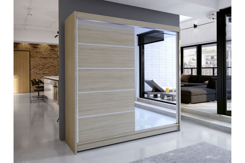 Canderbury Garderob m. Spegel 180x215 cm - Brun - Förvaring - Sko- & klädförvaring - Garderober & garderobssystem