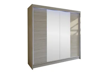 Canderbury Garderob m. Spegel 180x215 cm LED-belysning