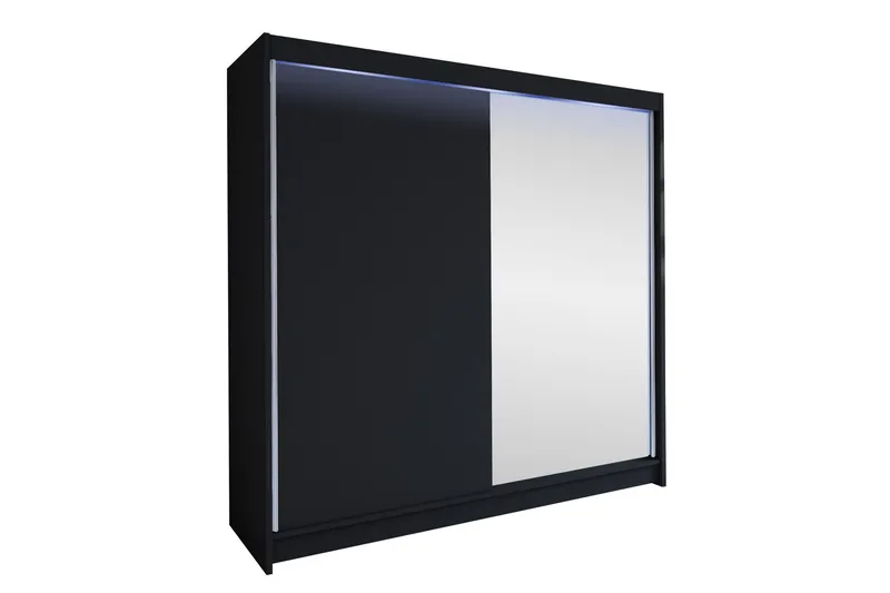 Canderbury Garderob m. Spegel 180x215 cm, Svart