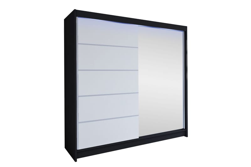 Canderbury Garderob m. Spegel 180x215 cm, Svart