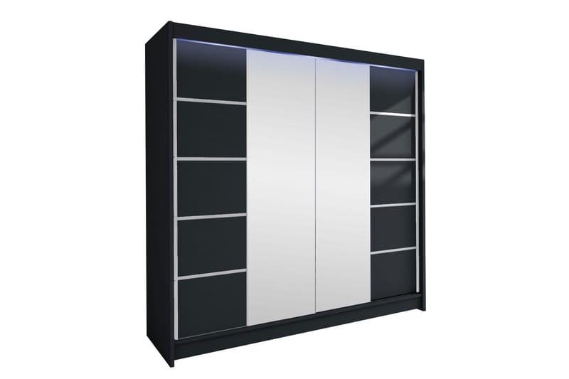 Canderbury Garderob m. Spegel 180x215 cm - Svart - Förvaring - Sko- & klädförvaring - Garderober & garderobssystem