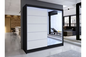 Canderbury Garderob m. Spegel 180x215 cm - Svart - Förvaring - Sko- & klädförvaring - Garderober & garderobssystem