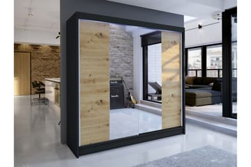 Canderbury Garderob m. Spegel 180x215 cm - Svart/Brun - Förvaring - Sko- & klädförvaring - Garderober & garderobssystem