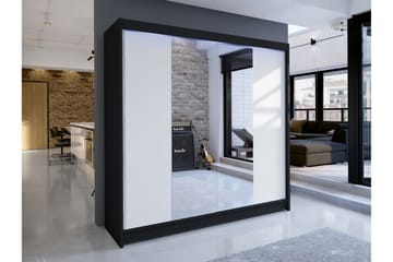 Canderbury Garderob m. Spegel 180x215 cm - Svart/Vit - Förvaring - Sko- & klädförvaring - Garderober & garderobssystem