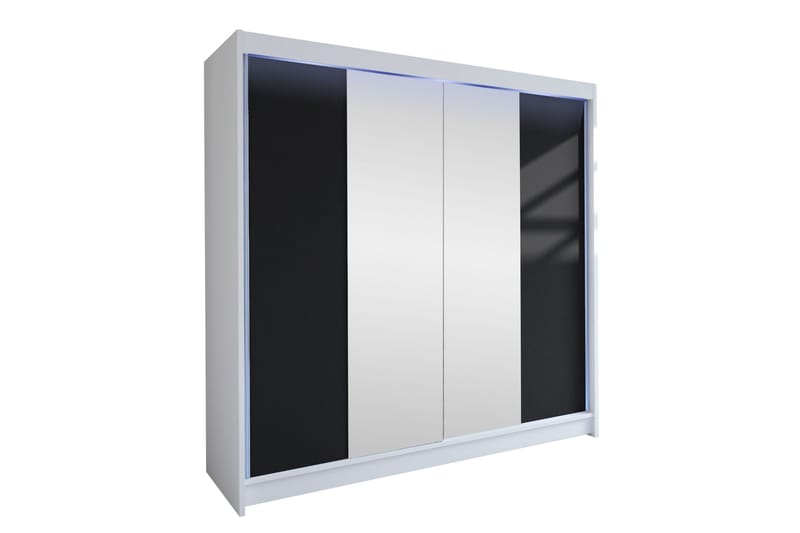 Canderbury Garderob m. Spegel 180x215 cm, Vit/Svart