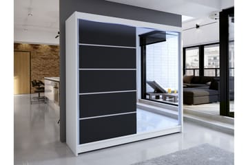Canderbury Garderob m. Spegel 180x215 cm - Vit/Svart - Förvaring - Sko- & klädförvaring - Garderober & garderobssystem