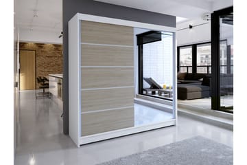 Canderbury Garderob med Spegel 180x215 cm - Brun/Vit - Förvaring - Sko- & klädförvaring - Garderober & garderobssystem