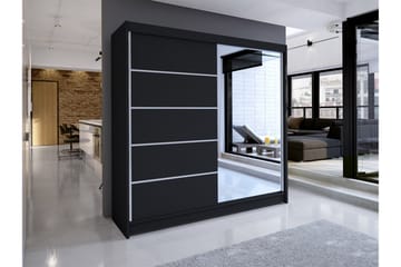 Canderbury Garderob med Spegel 180x215 cm - Svart - Förvaring - Sko- & klädförvaring - Garderober & garderobssystem