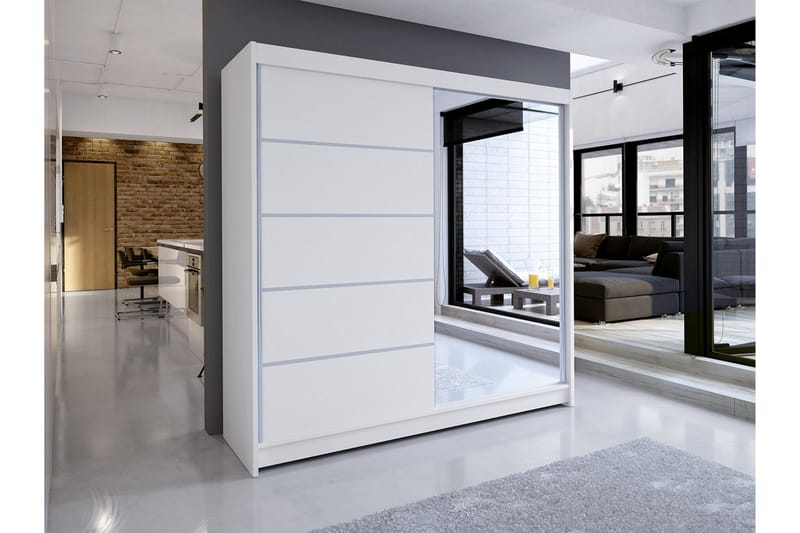 Canderbury Garderob med Spegel 180x215 cm - Vit - Förvaring - Sko- & klädförvaring - Garderober & garderobssystem