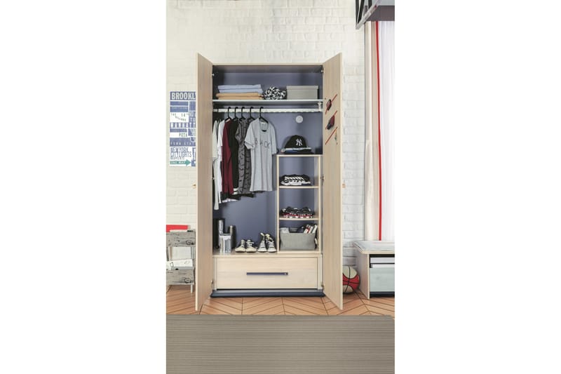 CASARIA Garderob 101x203 cm Brun/Blå - Garderober & garderobssystem