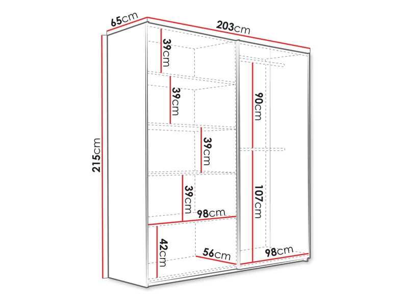 Ceyris Garderob med Spegel 203 cm - Förvaring - Sko- & klädförvaring - Garderober & garderobssystem
