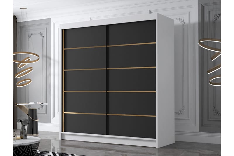 Chavez Garderob 180x215 cm - Svart/Vit - Förvaring - Sko- & klädförvaring - Garderober & garderobssystem