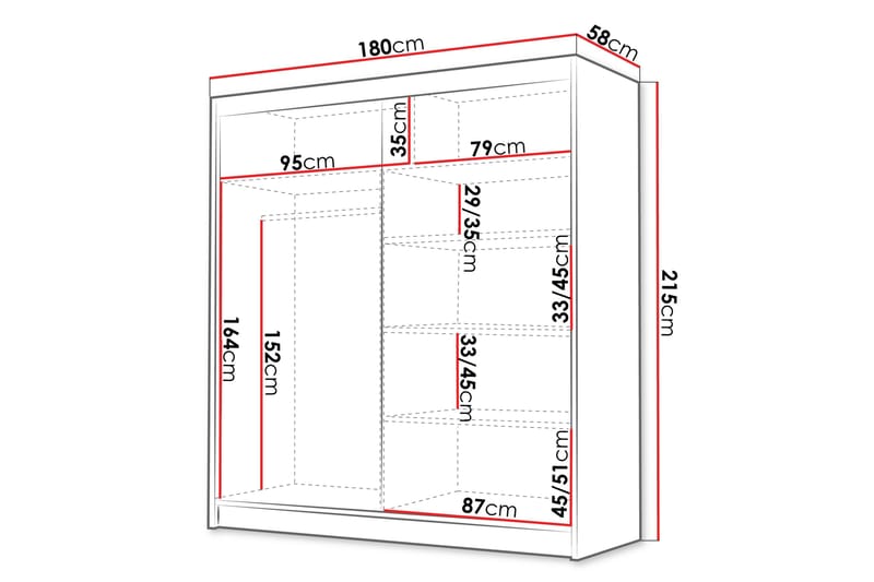 Chavez Garderob 180x215 cm - Vit - Förvaring - Sko- & klädförvaring - Garderober & garderobssystem