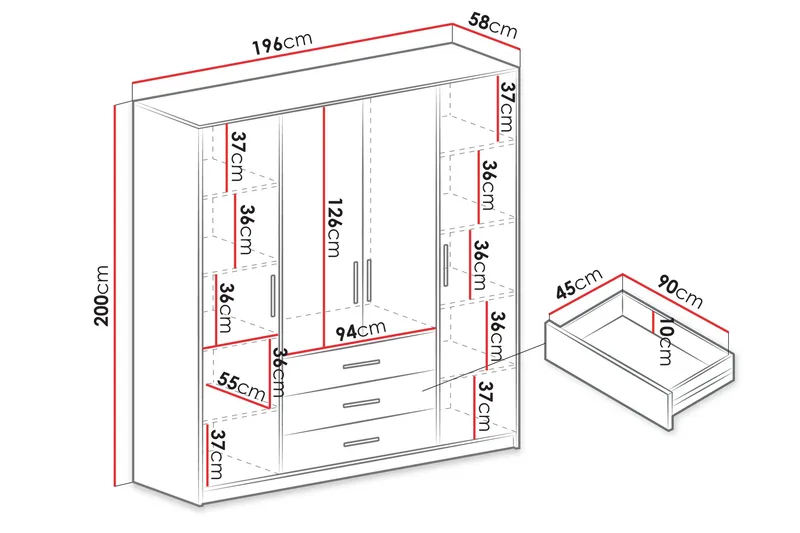Chavez Garderob 196x200 cm - Beige - Förvaring - Sko- & klädförvaring - Garderober & garderobssystem