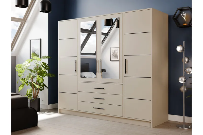 Chavez Garderob 196x200 cm - Beige - Förvaring - Sko- & klädförvaring - Garderober & garderobssystem