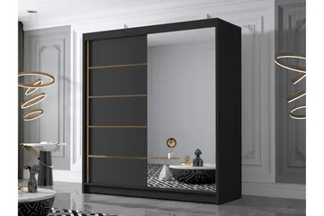 Chavez Garderob med Spegel 180x215 cm - Svart - Förvaring - Sko- & klädförvaring - Garderober & garderobssystem