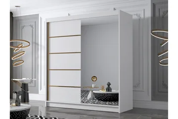 Chavez Garderob med Spegel 180x215 cm - Vit - Förvaring - Sko- & klädförvaring - Garderober & garderobssystem