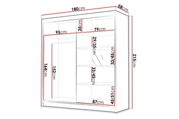 Chavez Garderob med Spegel 180x215 cm - Vit - Förvaring - Sko- & klädförvaring - Garderober & garderobssystem