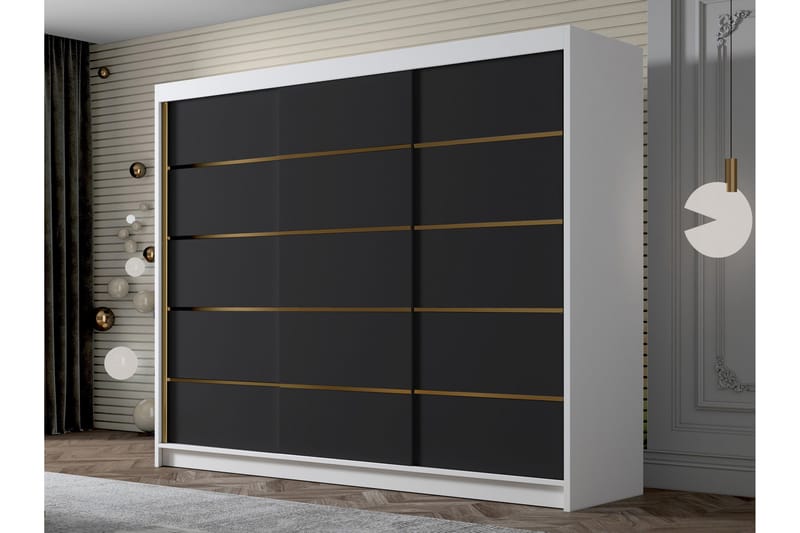 Cinerea Garderob 250x215 cm - Svart/Vit - Förvaring - Sko- & klädförvaring - Garderober & garderobssystem