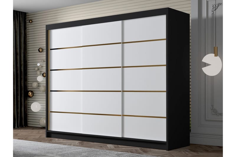 Cinerea Garderob 250x215 cm - Vit/Svart - Förvaring - Sko- & klädförvaring - Garderober & garderobssystem