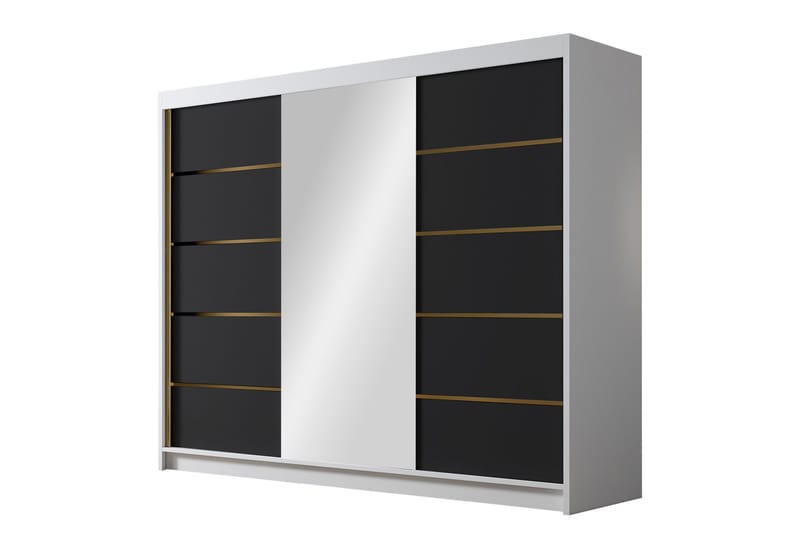 Cinerea Garderob med Spegel 250x215 cm, Svart/Vit