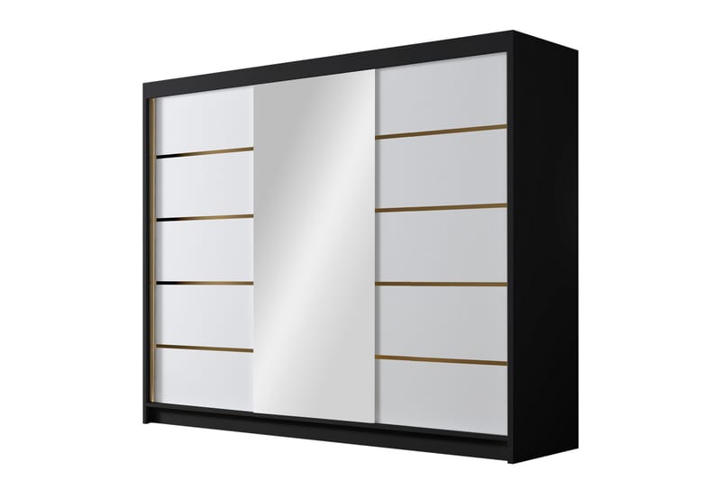 Cinerea Garderob med Spegel 250x215 cm, Vit/Svart