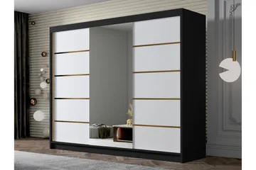 Cinerea Garderob med Spegel 250x215 cm - Vit/Svart - Förvaring - Sko- & klädförvaring - Garderober & garderobssystem
