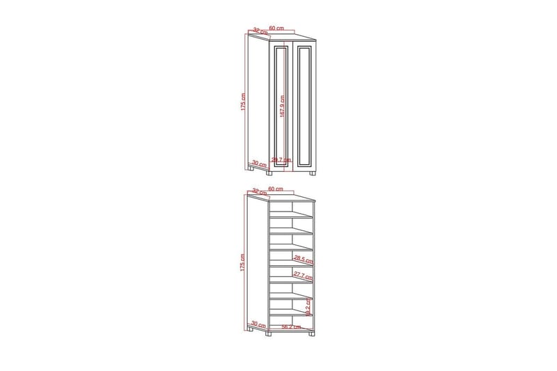 Comfortale Garderob 60x175 cm - Svart/Mörkfärgat trä - Förvaring - Sko- & klädförvaring - Garderober & garderobssystem