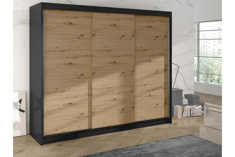 Cyria Garderob 200x215 cm - Brun/Svart - Förvaring - Sko- & klädförvaring - Garderober & garderobssystem