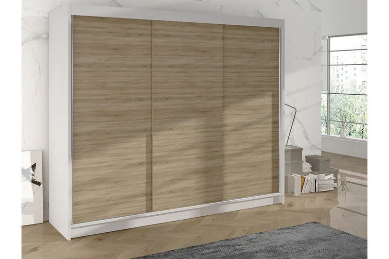 Cyria Garderob 200x215 cm - Brun/Vit - Förvaring - Sko- & klädförvaring - Garderober & garderobssystem