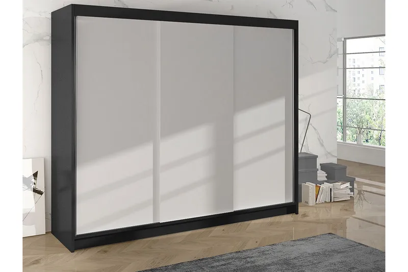 Cyria Garderob 200x215 cm - Vit/Svart - Förvaring - Sko- & klädförvaring - Garderober & garderobssystem