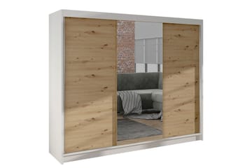 Cyria Garderob med Spegel 200x215 cm Brun/Vit