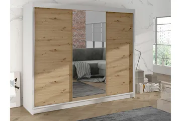 Cyria Garderob med Spegel 200x215 cm - Brun/Vit - Förvaring - Sko- & klädförvaring - Garderober & garderobssystem