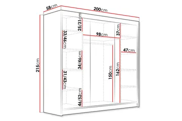 Dianna Garderob 200x215 cm - Svart - Förvaring - Sko- & klädförvaring - Garderober & garderobssystem