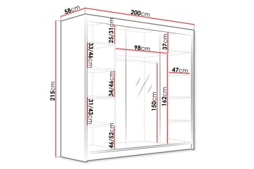 Dianna Garderob med Spegel 200x215 cm - Svart - Förvaring - Sko- & klädförvaring - Garderober & garderobssystem