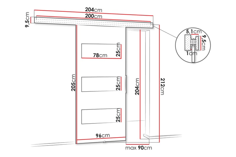 Doncaster Skjutdörr - Vit/Svart - Förvaring - Sko- & klädförvaring - Garderober & garderobssystem